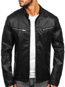 Blouson pour homme en cuir noir Bolf 1129