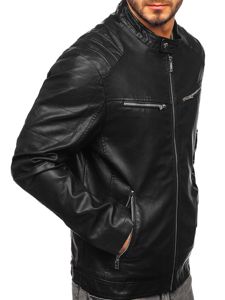 Blouson pour homme en cuir noir Bolf 1129