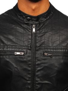 Blouson pour homme en cuir noir Bolf 1130