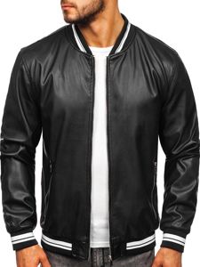 Blouson pour homme en cuir noir Bolf 1132