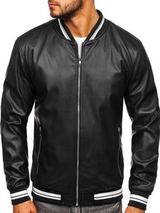 Blouson pour homme en cuir noir Bolf 1132