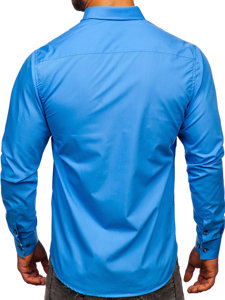 Chemise à manche longue pour homme bleue Bolf 3762