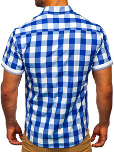 Chemise à manches courtes bleue claire à carreaux pour homme Bolf 4508