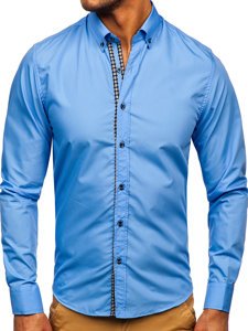 Chemise à manches longues bleue claire pour homme Bolf 20715