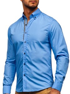 Chemise à manches longues bleue claire pour homme Bolf 20715