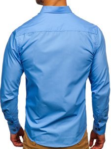 Chemise à manches longues bleue claire pour homme Bolf 20715