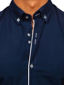 Chemise à manches longues bleue foncée pour homme Bolf 20721