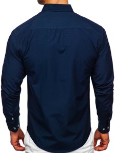 Chemise à manches longues bleue foncée pour homme Bolf 20721