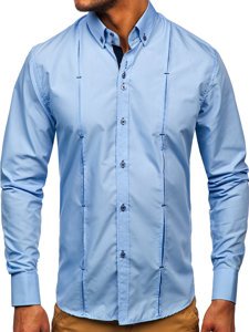 Chemise à manches longues bleue pour homme Bolf 20725 