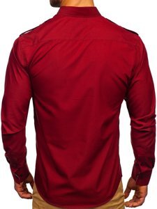 Chemise à manches longues élégante pour homme rouge Bolf 1758  