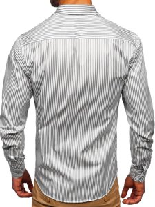 Chemise à manches longues pour homme grise rayée Bolf 20726