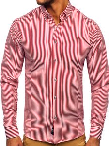 Chemise à manches longues pour homme rouge rayée Bolf 20726