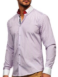 Chemise à manches longues pour homme violette rayée Bolf 20727