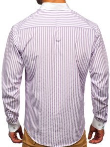 Chemise à manches longues pour homme violette rayée Bolf 20727