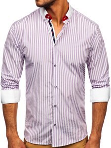 Chemise à manches longues pour homme violette rayée Bolf 20727