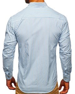 Chemise à manches longues rayée pour homme bleue foncée Bolf 20704 