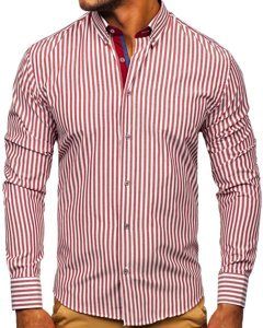 Chemise à manches longues rayée pour homme bordeaux Bolf 20704 