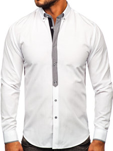 Chemise élégante à manche longue pour homme blanche Bolf 6873-1