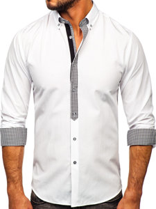 Chemise élégante à manche longue pour homme blanche Bolf 6873-1