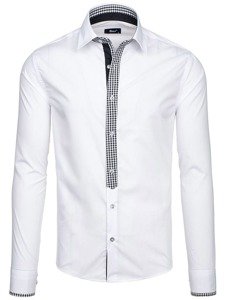 Chemise élégante à manche longue pour homme blanche Bolf 6873