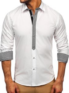 Chemise élégante à manche longue pour homme blanche Bolf 6873