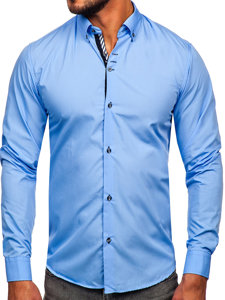 Chemise élégante à manche longue pour homme bleue Bolf 5796-1