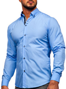 Chemise élégante à manche longue pour homme bleue Bolf 5796-1