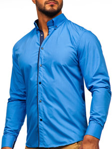 Chemise élégante à manche longue pour homme bleue Bolf 7724-1