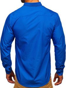 Chemise élégante à manche longue pour homme bleue foncée Bolf 3713