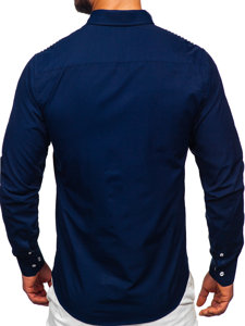 Chemise élégante à manche longue pour homme bleue foncée Bolf 6920