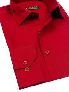 Chemise élégante à manche longue pour homme bordeaux Bolf 1703