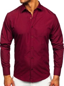 Chemise élégante à manche longue pour homme bordeaux Bolf 1703