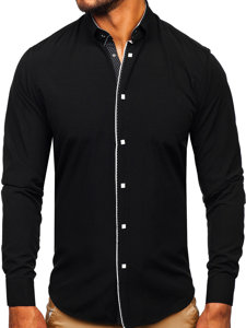 Chemise élégante à manche longue pour homme noire Bolf 7724-1