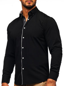 Chemise élégante à manche longue pour homme noire Bolf 7724-1