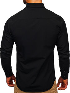 Chemise élégante à manche longue pour homme noire Bolf 7724-1