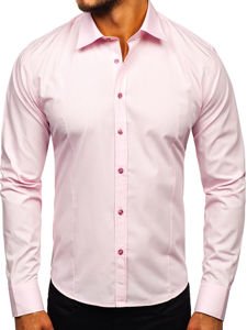 Chemise élégante à manche longue pour homme rose Bolf 1703