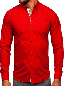 Chemise élégante à manche longue pour homme rouge Bolf 5796-1