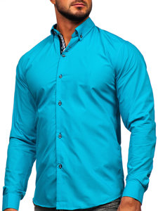 Chemise élégante à manche longue pour homme turquoise Bolf 5796-1