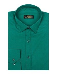 Chemise élégante à manche longue pour homme verte foncée Bolf 1703