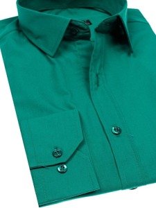 Chemise élégante à manche longue pour homme verte foncée Bolf 1703