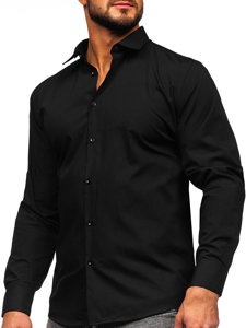 Chemise élégante à manche longue slim fit pour homme noire Bolf MS14