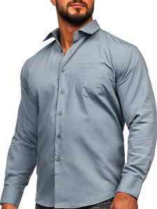 Chemise élégante à manches longues pour homme anthracite Bolf M14