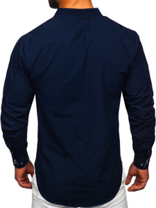 Chemise élégante à manches longues pour homme bleue foncée Bolf 5722-1