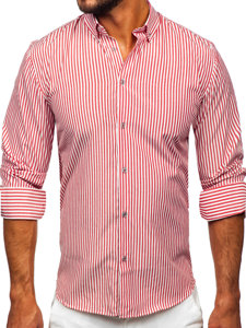 Chemise en rayures à manche longue pour homme corail Bolf 22731