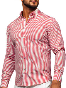 Chemise en rayures à manche longue pour homme corail Bolf 22731