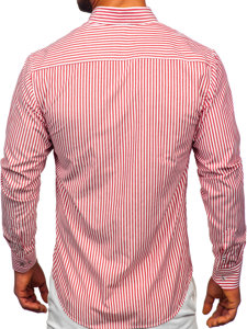 Chemise en rayures à manche longue pour homme corail Bolf 22731