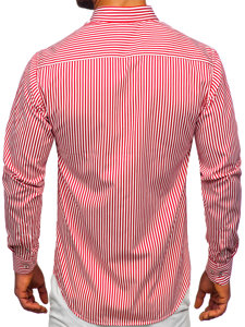 Chemise en rayures à manche longue pour homme rouge Bolf 22731