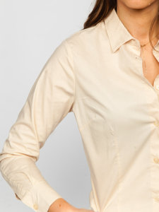 Chemise lisse à manches longues pour femme beige Bolf HH039