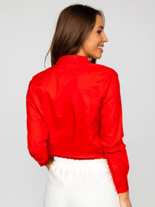 Chemise lisse à manches longues pour femme rouge Bolf HH039