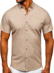 Chemise pour homme à manches courtes beige Bolf 20501    